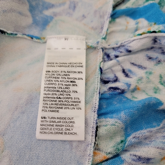 Chico's open front top size 3 US XL blue shells cruise beach Ruffled cardigan - Picture 5 of 10